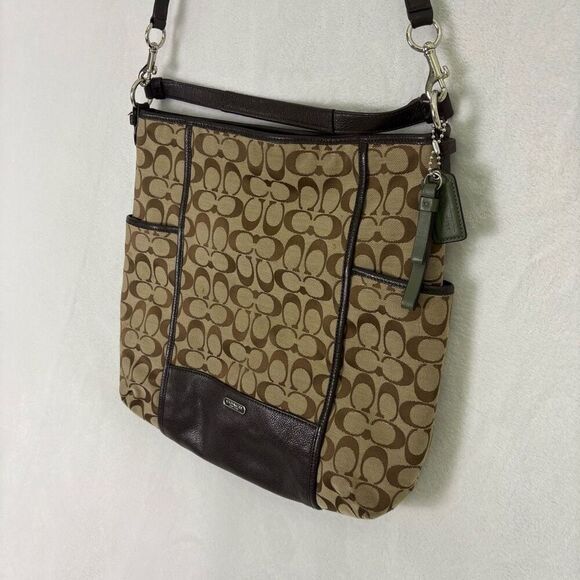 Coach Brown Monogram Leather Large Crossbody/Shoulder Purse - Picture 4 of 16